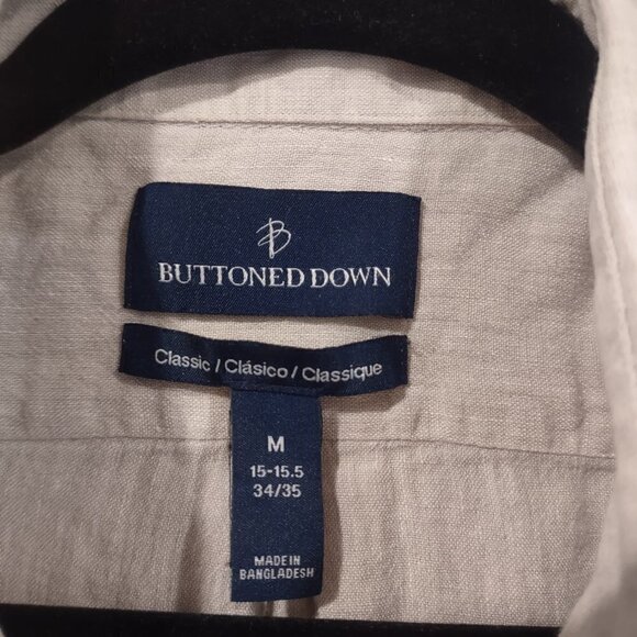 Men's Cream Linen Button Down Shirt Size Medium - Picture 3 of 5